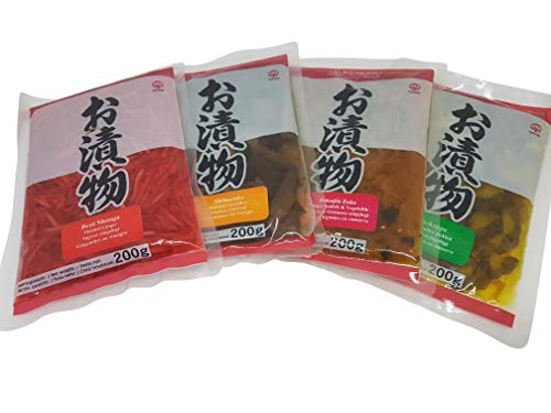 Tsukemono 4er Set Benishouga Beni Shoga Eingelegte Ingwerstifte