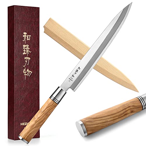 Hezhen 240mm Sashimi Messer Sushi Yanagiba Messer Olivenholz