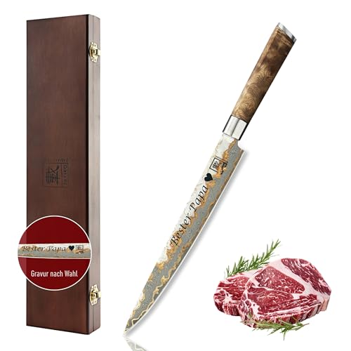 Zayiko Mysticmagma Sashimi Messer Mit Gravur Personalisiertes Damastmesser